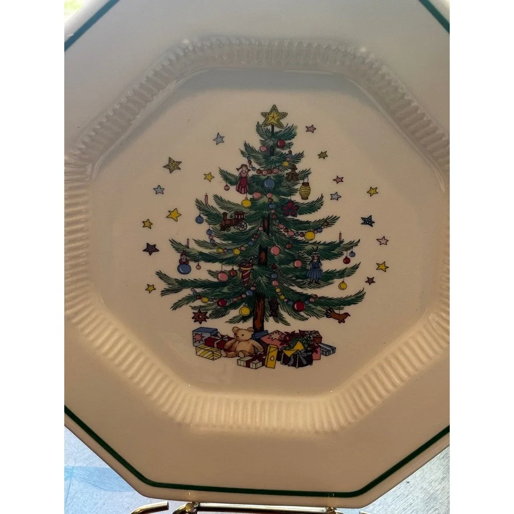 Nikko Christmastime Octagonal Dinner Plates Set of 3 Christmas Tree Japan